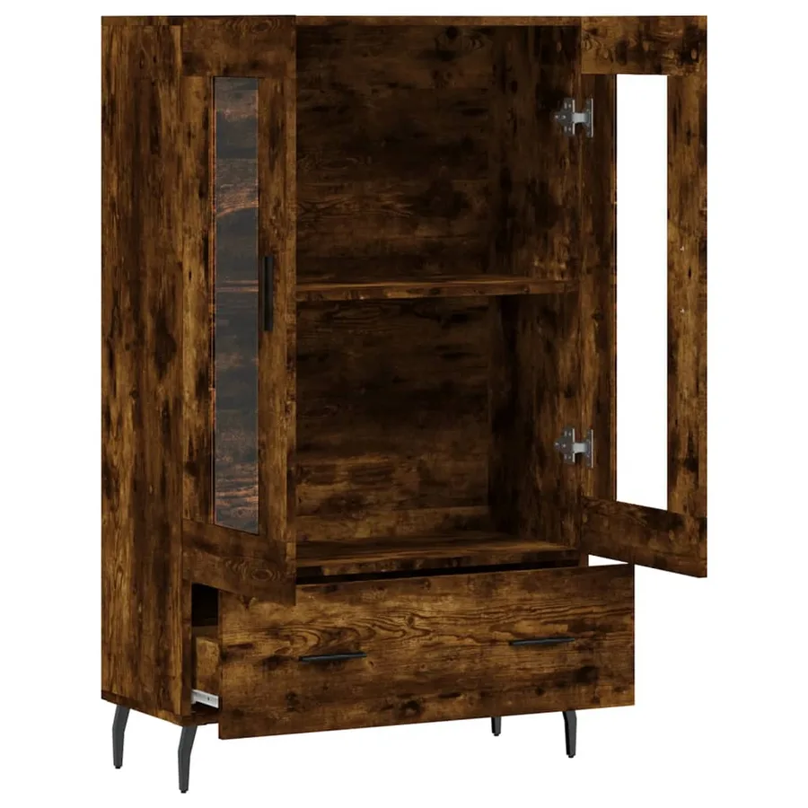 Buffet haut chêne fumé 69,5x31x115 cm bois d'ingénierie - 5