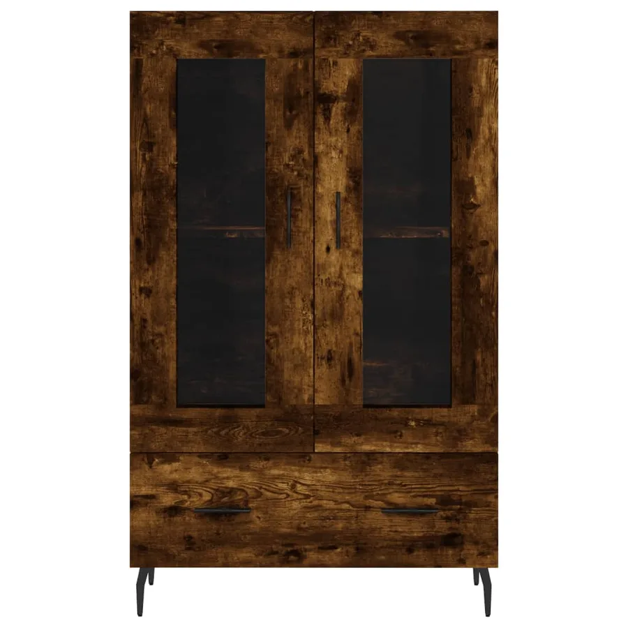 Buffet haut chêne fumé 69,5x31x115 cm bois d'ingénierie - 6
