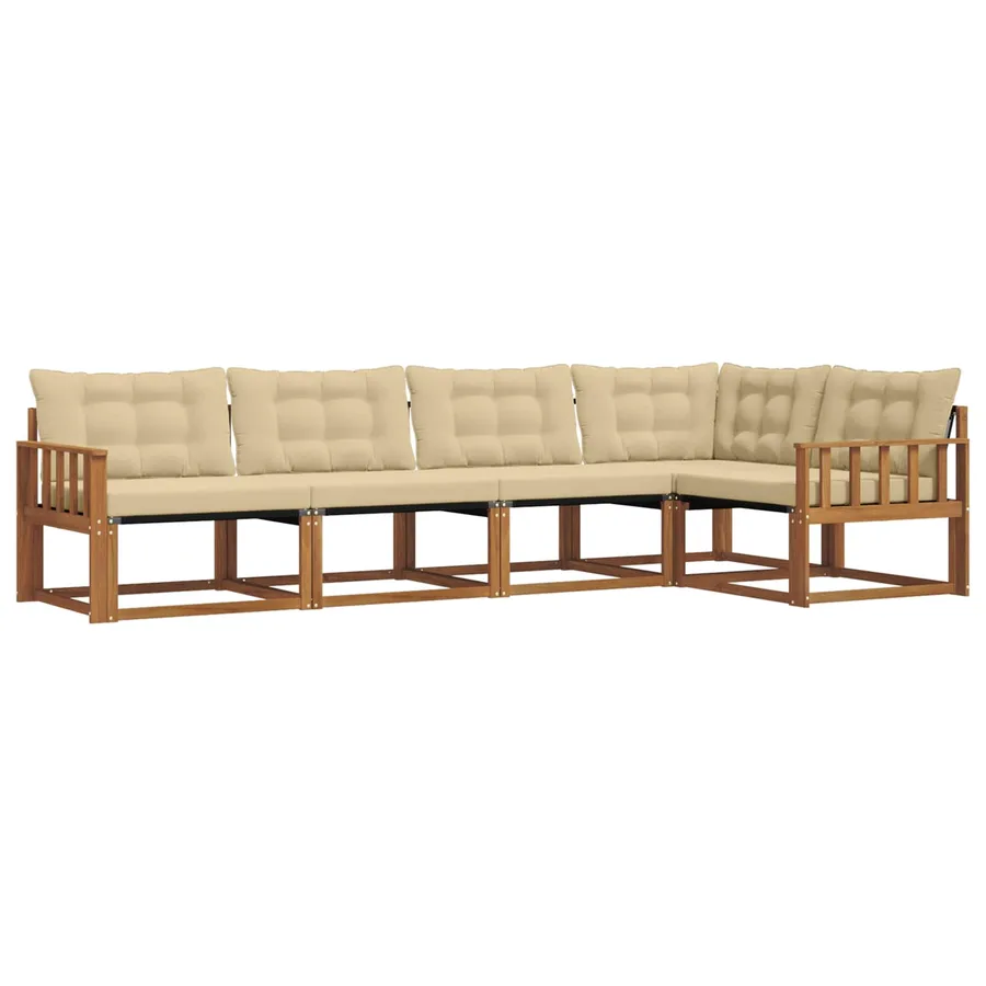 Ensemble de canapés d'extérieur 5 pcs Naturel et Beige - 2