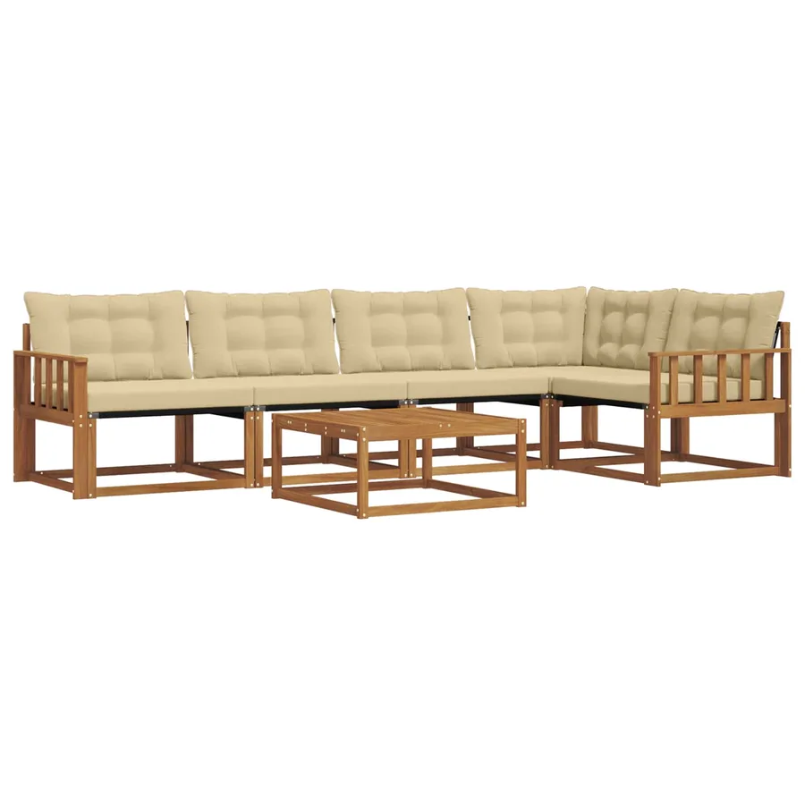 Ensemble de canapés d'extérieur 6 pcs Naturel et Beige - 2