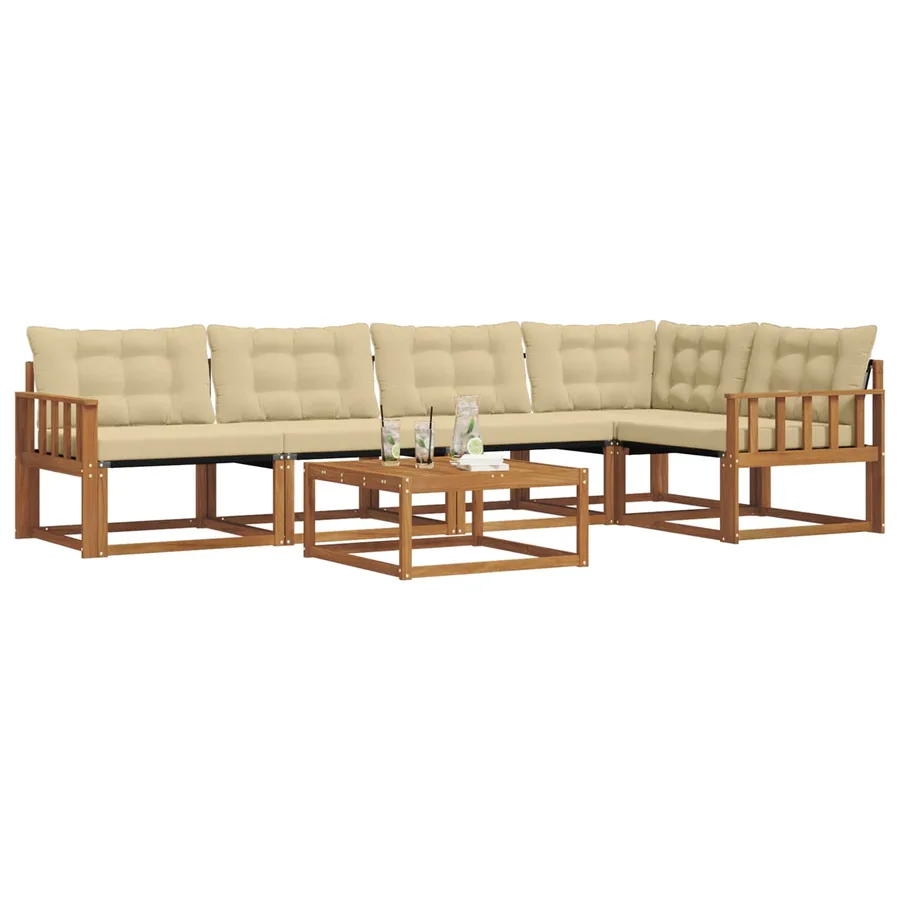 Ensemble de canapés d'extérieur 6 pcs Naturel et Beige - 3