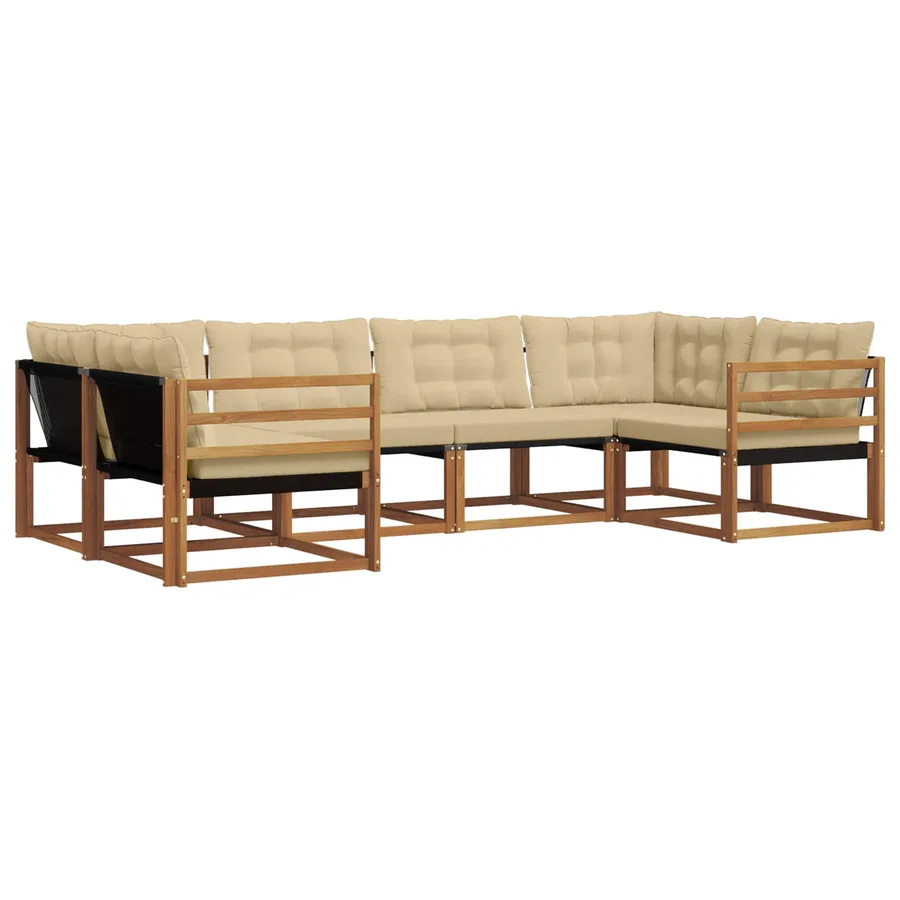 Ensemble de canapés d'extérieur 6 pcs Naturel et Beige - 2