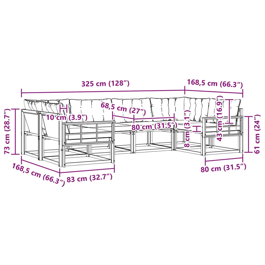 Ensemble de canapés d'extérieur 6 pcs Naturel et Beige - 11