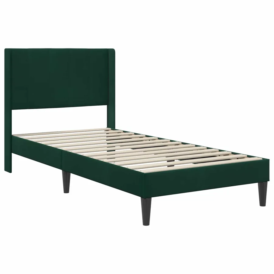 Cadre de lit avec matelas Vert foncé 80 x 200 cm Velours - 4