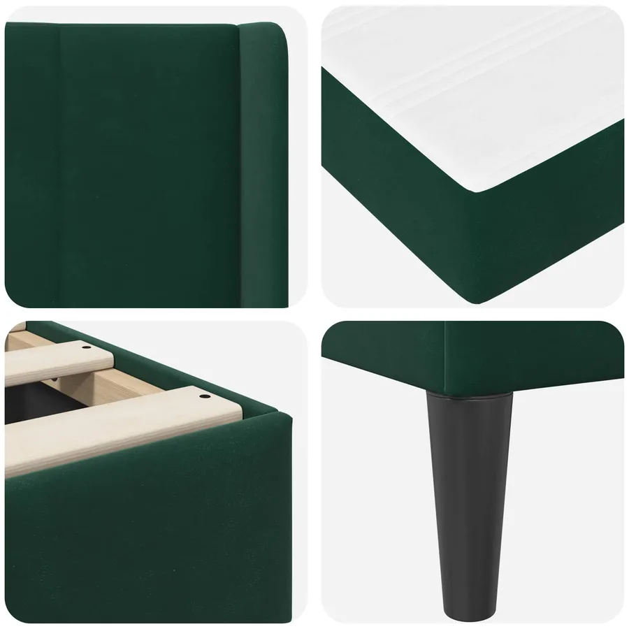 Cadre de lit avec matelas Vert foncé 80 x 200 cm Velours - 9