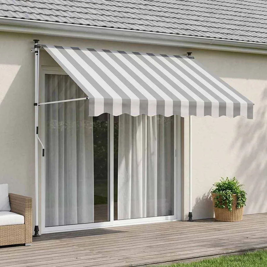 Auvent rétractable manuel Anthracite et blanc 200 cm
