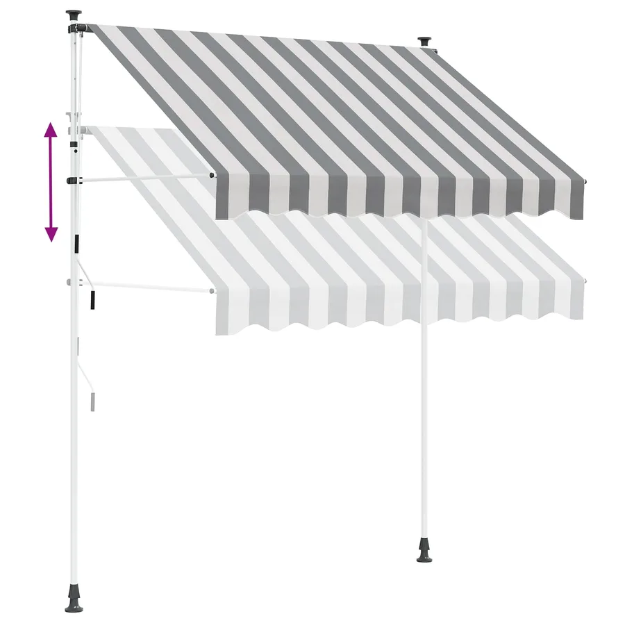 Auvent rétractable manuel Anthracite et blanc 200 cm - 6