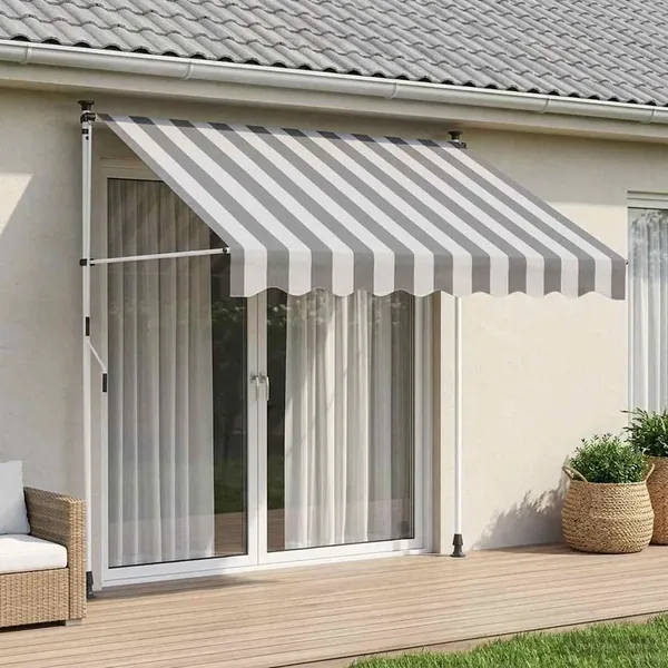 Auvent rétractable manuel Anthracite et blanc 300 cm