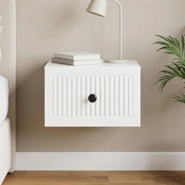 Cabinet de chevet mural Blanc brillant 33 x 34,5 x 20 cm