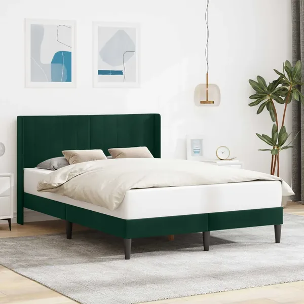 Cadre de lit avec tête de lit Vert foncé 120 x 200 cm Velours