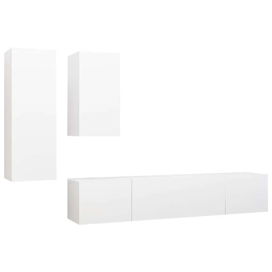 Ensemble de meubles TV 4 pcs Blanc Bois d'ingénierie - 2