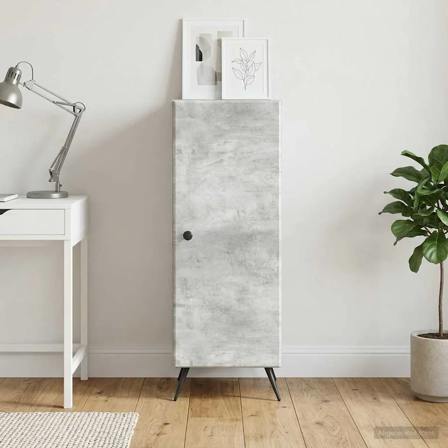 Buffet Gris béton 33 x 34,5 x 90 cm Bois d'ingénierie
