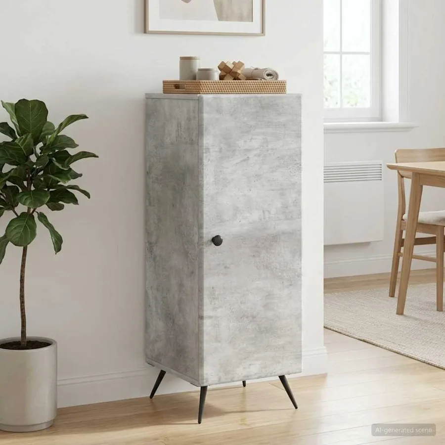 Buffet Gris béton 33 x 34,5 x 90 cm Bois d'ingénierie - 4