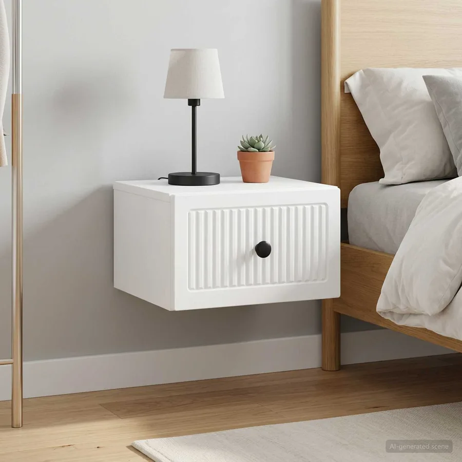 Cabinet de chevet mural 2 pcs Blanc 33 x 34,5 x 20 cm - 4