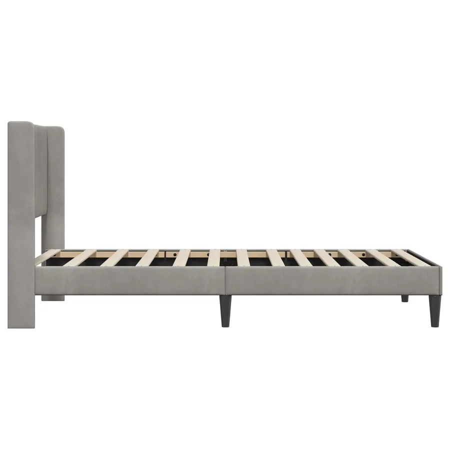 Cadre de lit avec tête de lit Gris clair 90 x 190 cm Velours - 5