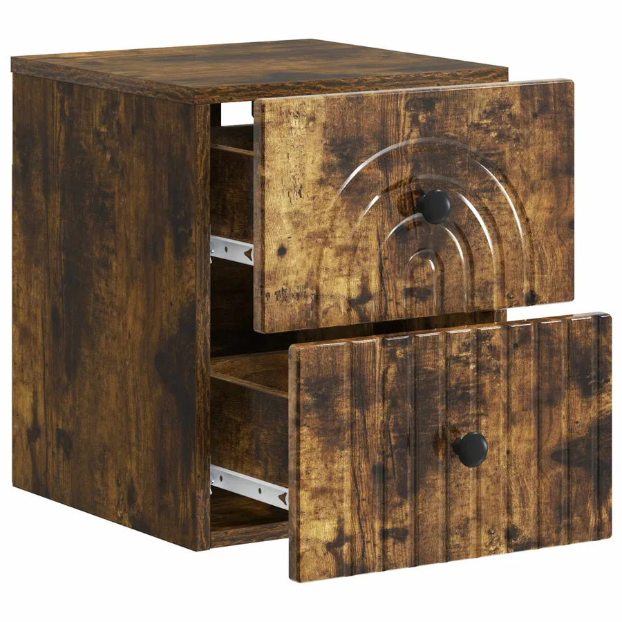 Cabinet de chevet mural 2 pcs Chêne fumé 33 x 34,5 x 40 cm - 6