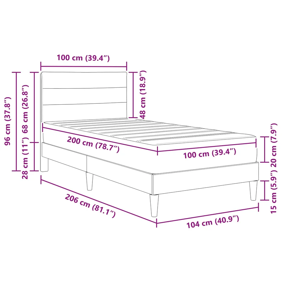 Cadre de lit Bleu 100 x 200 cm Polyester - 11