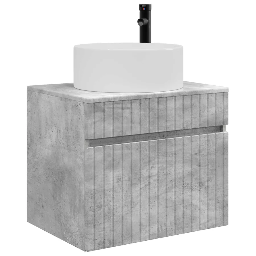 Cabinet de Salle de Bain Mural Gris béton 59 x 44,5 x 50 cm - 3