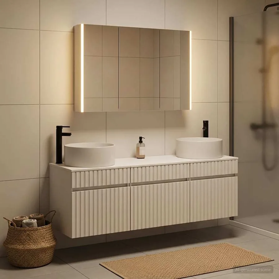 Ensemble d'armoire de salle de bain 4 pcs Blanc