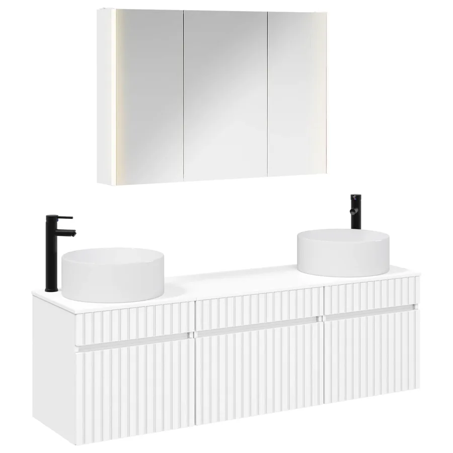 Ensemble d'armoire de salle de bain 4 pcs Blanc - 2