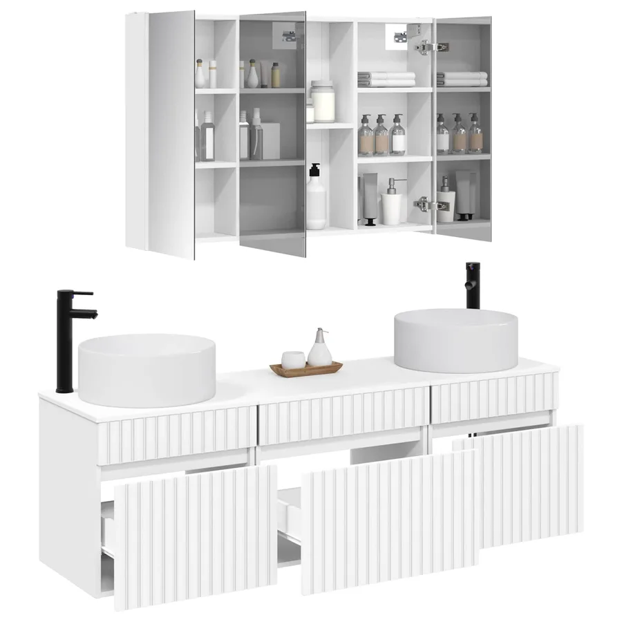 Ensemble d'armoire de salle de bain 4 pcs Blanc - 3
