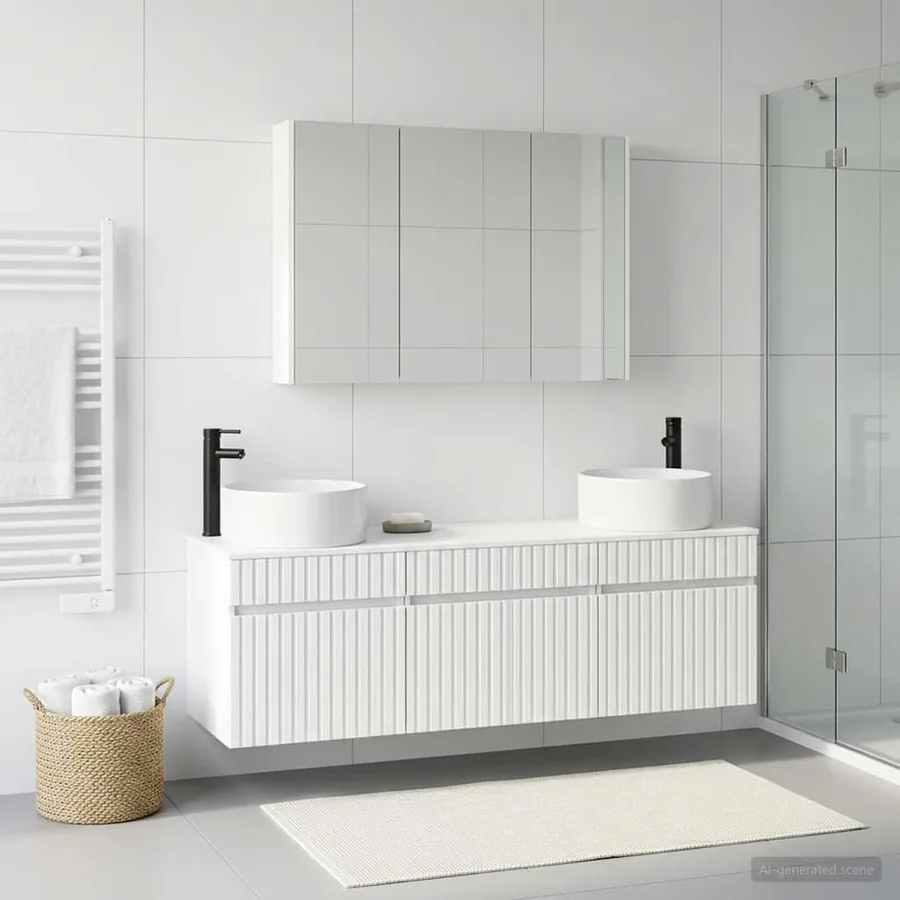 Ensemble d'armoire de salle de bain 4 pcs Blanc - 4