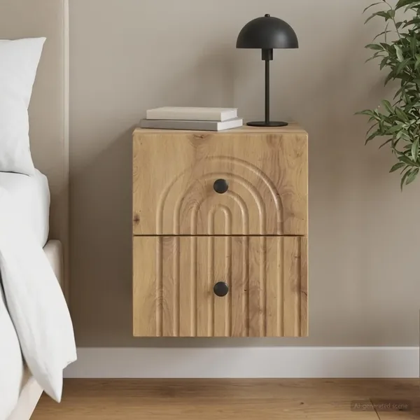 Cabinet de chevet mural Chêne artisanal 33 x 34,5 x 40 cm