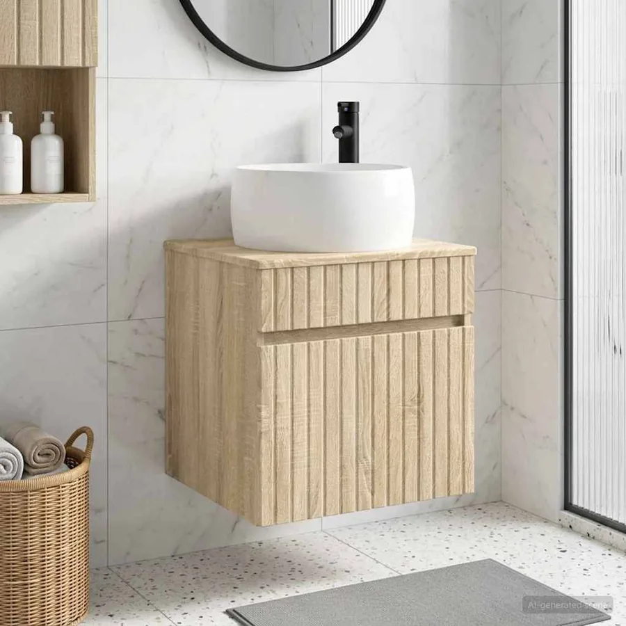 Meuble de lavabo mural Chêne Sonoma 49 x 44,5 x 66 cm