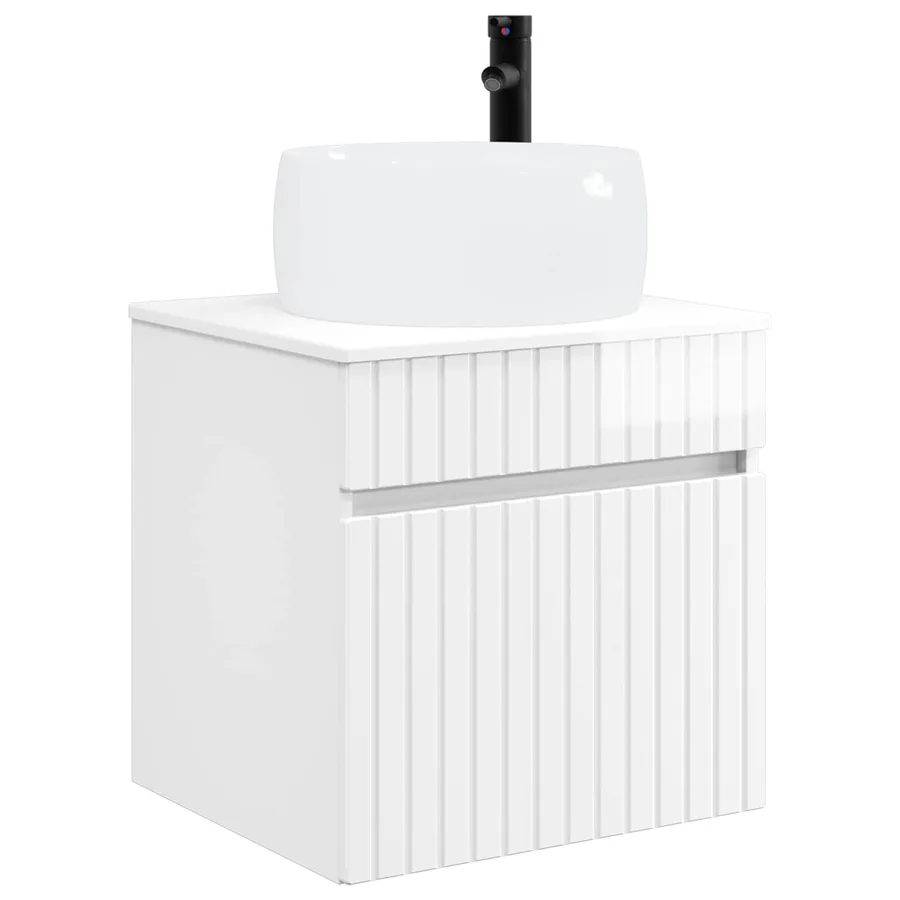 Meuble de lavabo mural Blanc brillant 49 x 44,5 x 66 cm - 2