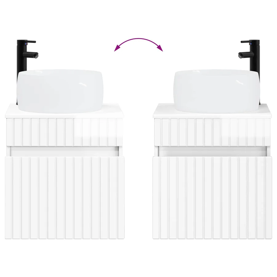 Meuble de lavabo mural Blanc brillant 49 x 44,5 x 66 cm - 7