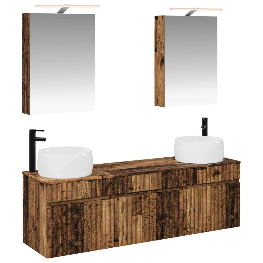 Ensemble d'armoire de salle de bain 5 pcs Bois ancien - 2