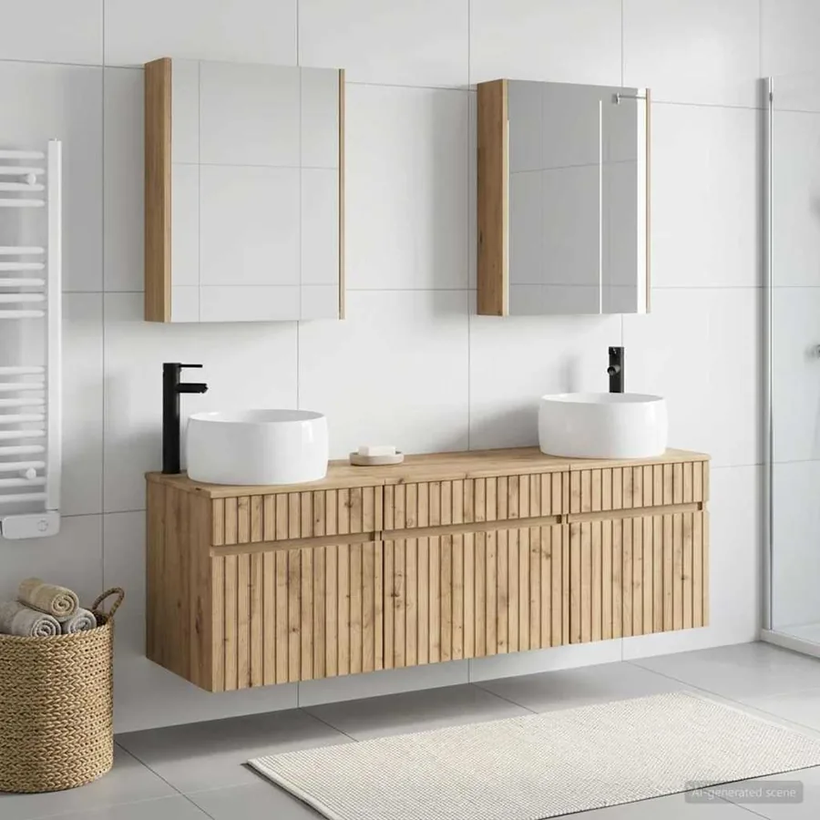 Ensemble d'armoire de salle de bain 5 pc Chêne artisanal