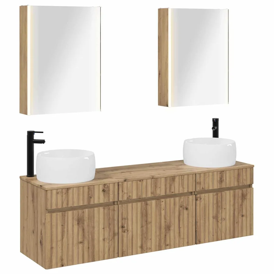 Ensemble d'armoire de salle de bain 5 pc Chêne artisanal - 2