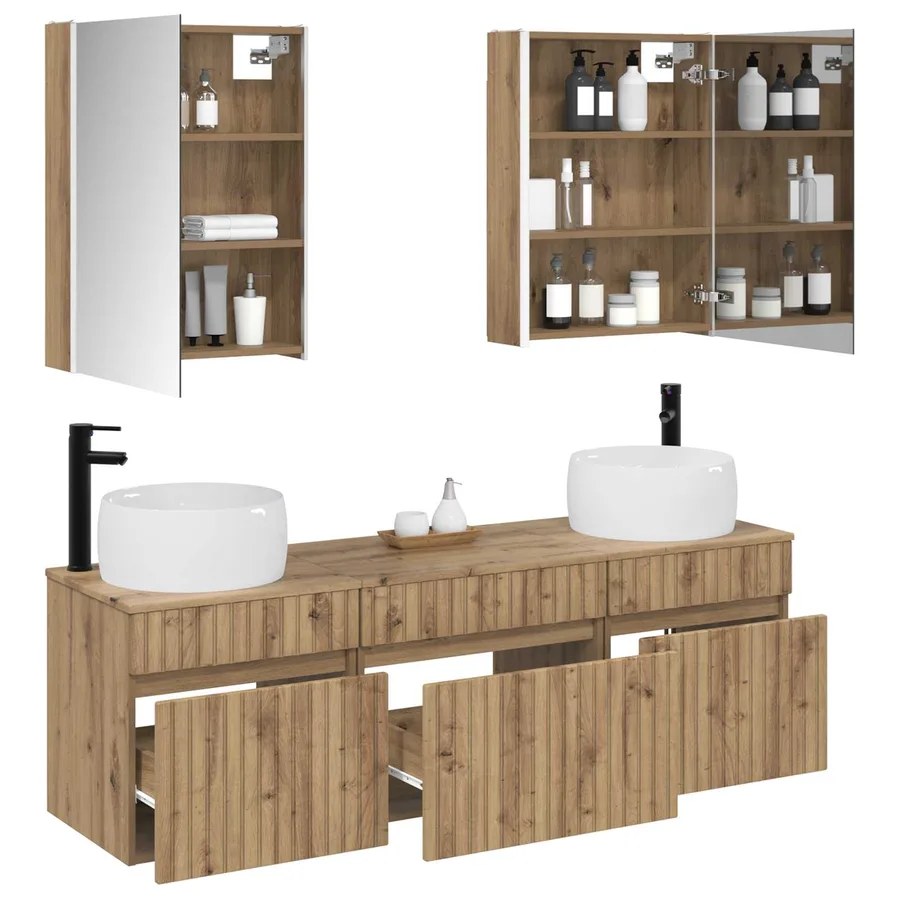 Ensemble d'armoire de salle de bain 5 pc Chêne artisanal - 3