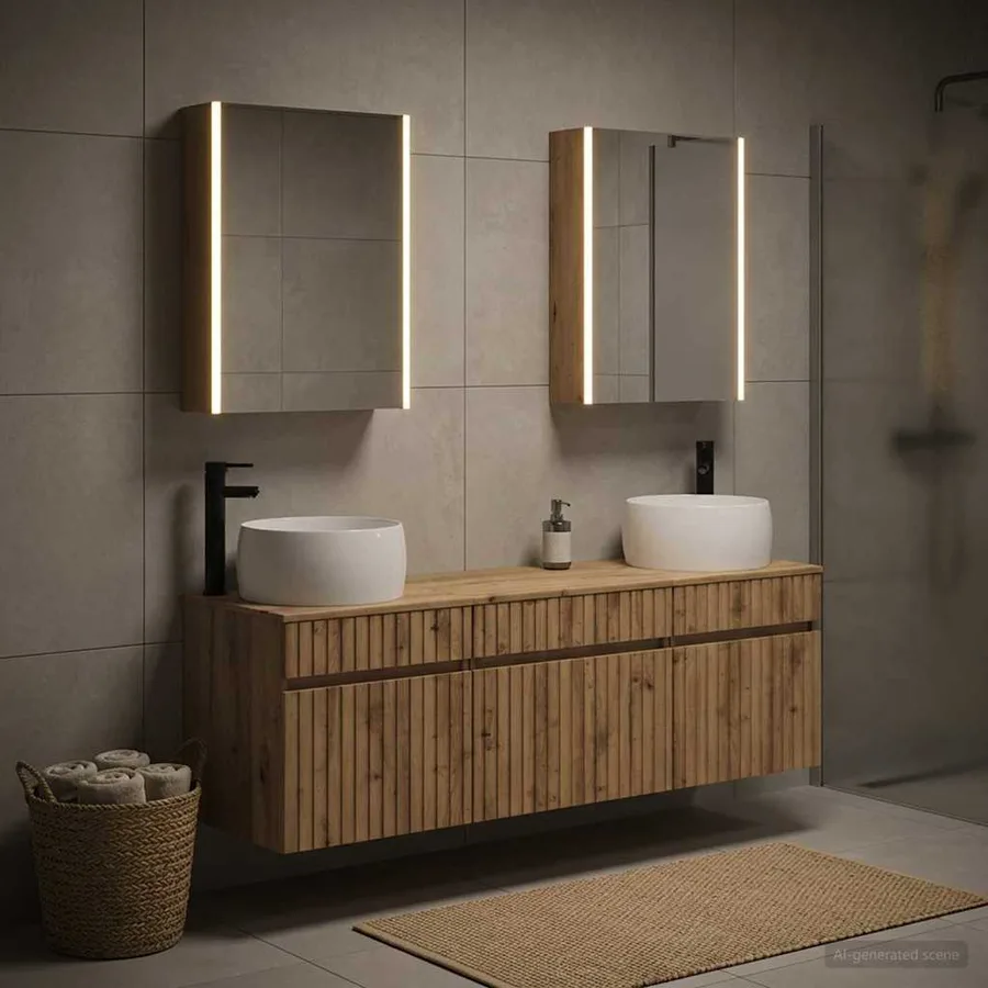 Ensemble d'armoire de salle de bain 5 pc Chêne artisanal - 4