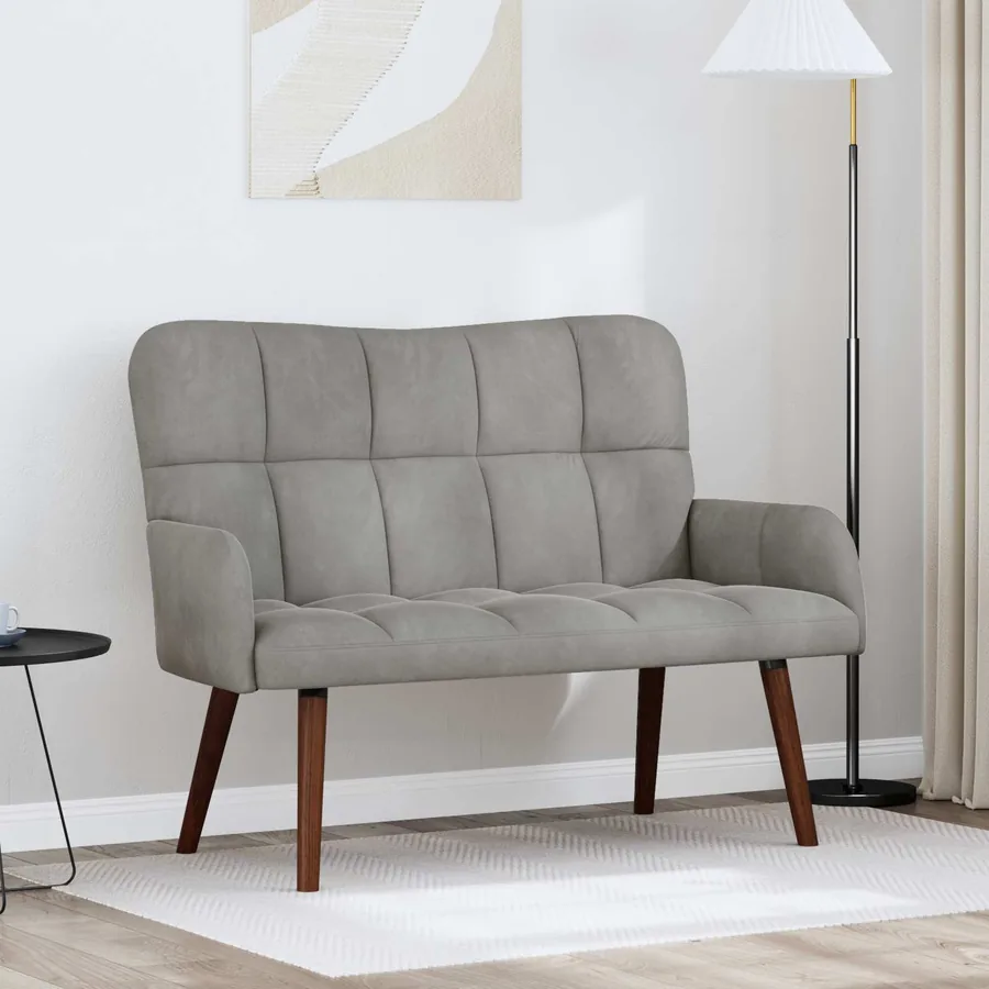 Sofa 2 places Gris clair 115 x 61 x 87 cm Velours