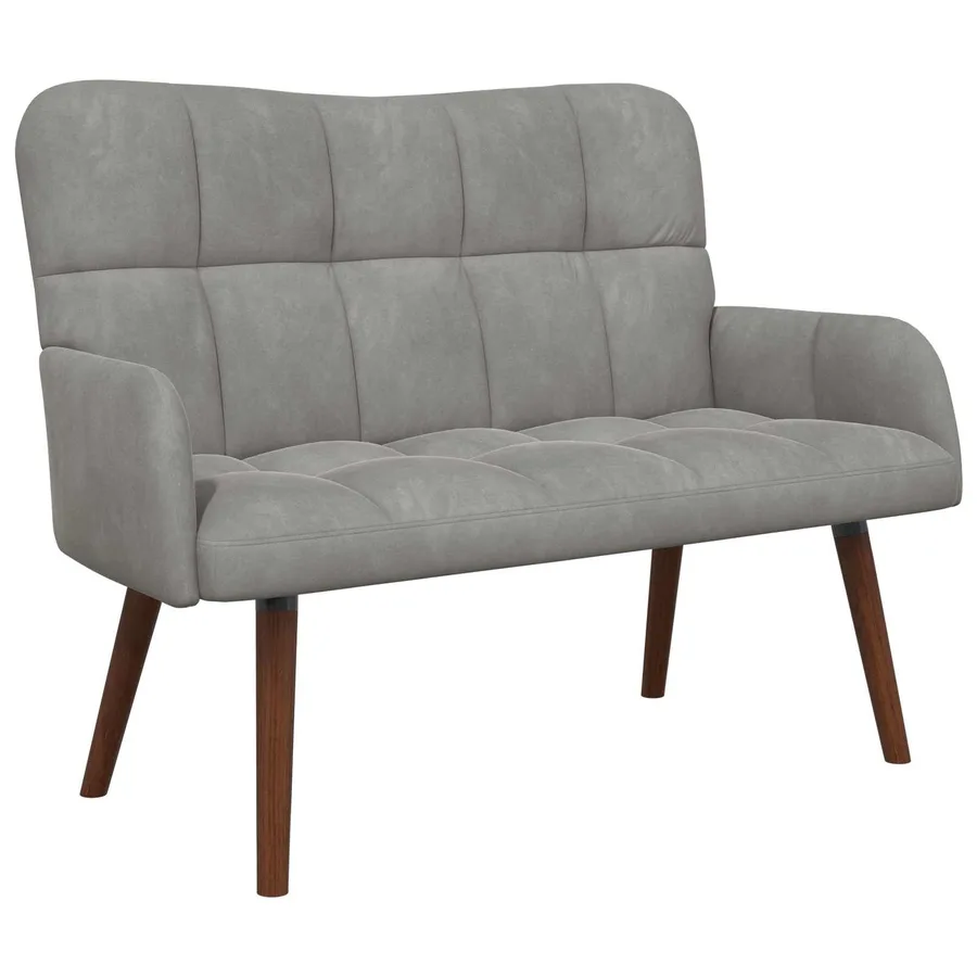 Sofa 2 places Gris clair 115 x 61 x 87 cm Velours - 2