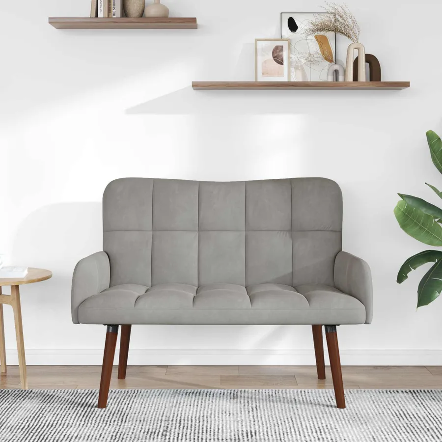Sofa 2 places Gris clair 115 x 61 x 87 cm Velours - 3