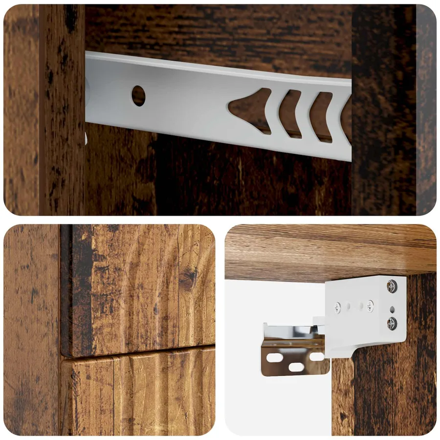 Cabinet de chevet mural Bois ancien 33 x 34,5 x 40 cm - 8
