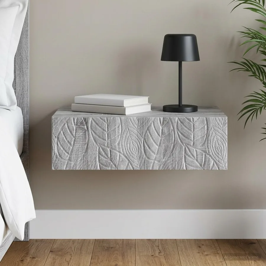 Table d'appoint murale Sonoma gris 59 x 34,5 x 17 cm