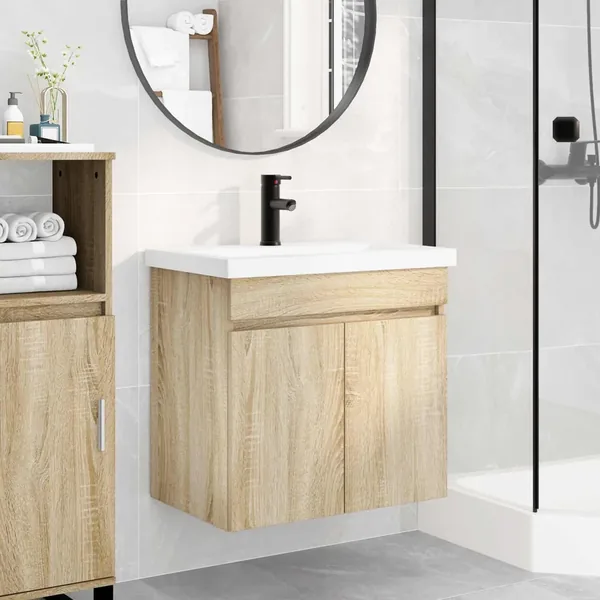 Meuble de salle de bain avec robinet Chêne Sonoma