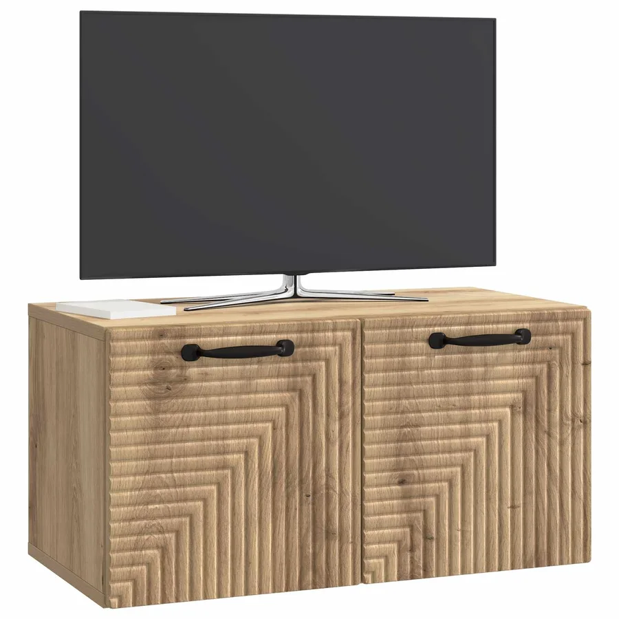 Meuble TV mural 59,5 x 31 x 30 cm Chêne artisanal - 3