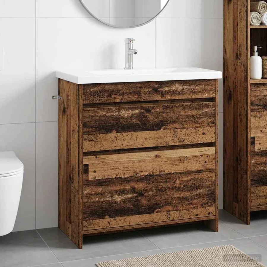 Ensemble de mobilier de salle de bain Bois ancien