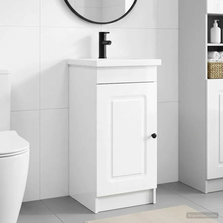 Meuble de salle de bain avec évier Blanc brillant