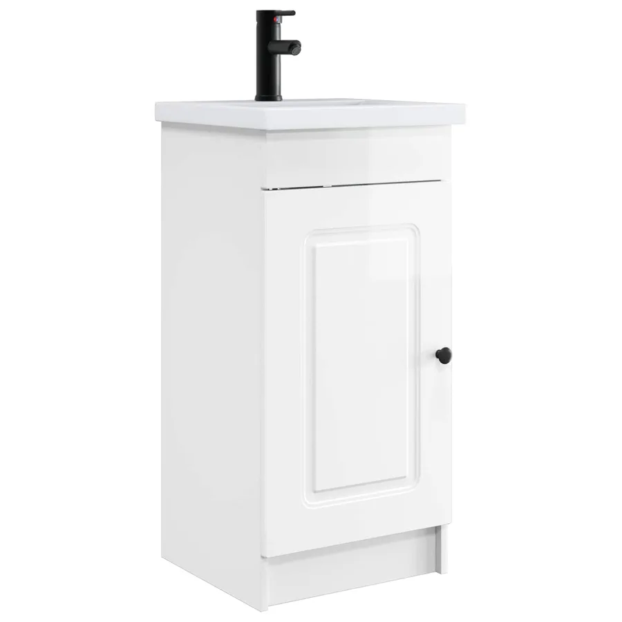 Meuble de salle de bain avec évier Blanc brillant - 2