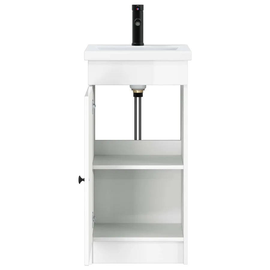 Meuble de salle de bain avec évier Blanc brillant - 4