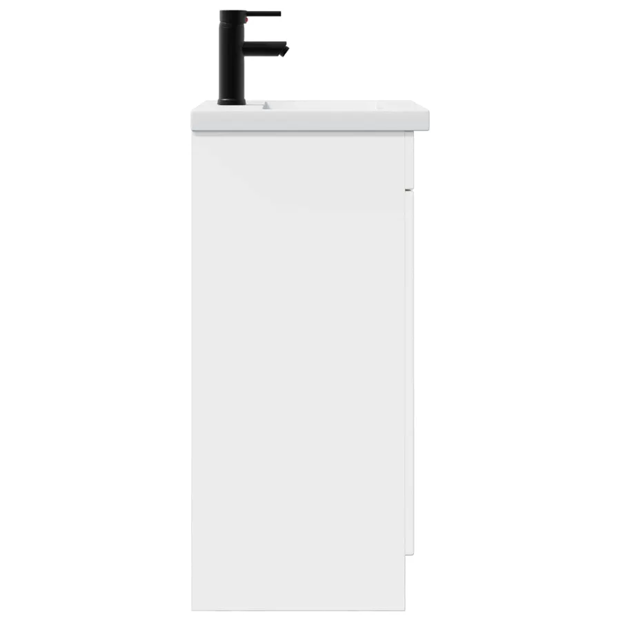 Meuble de salle de bain avec évier Blanc brillant - 5