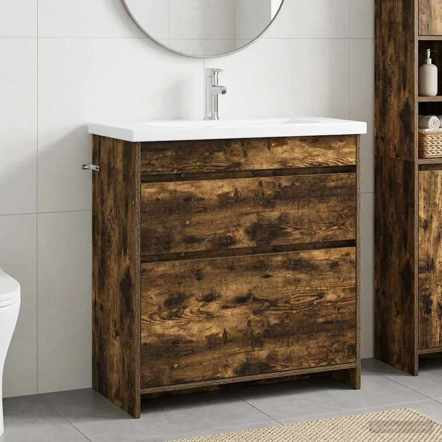 Ensemble de mobilier de salle de bain Chêne fumé
