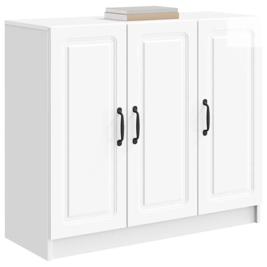 Buffet Blanc brillant 89 x 34,5 x 77 cm Bois d'ingénierie - 3