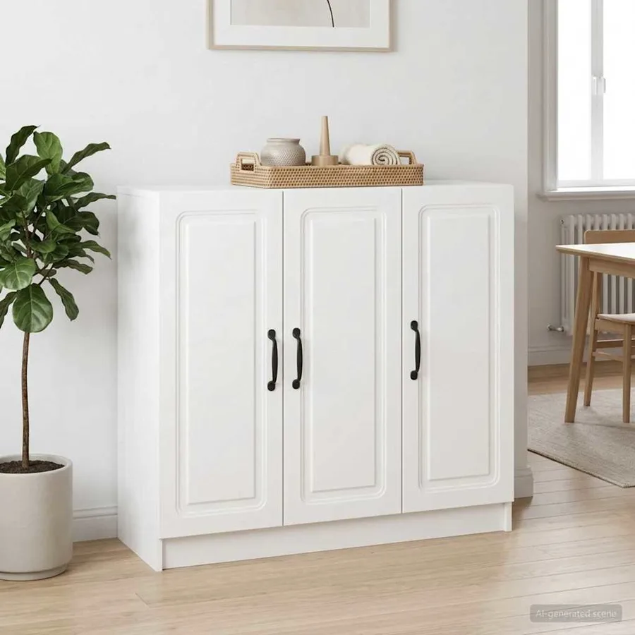Buffet Blanc brillant 89 x 34,5 x 77 cm Bois d'ingénierie - 4